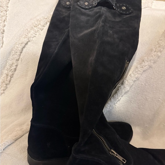 Frye Shirley Black Suede Knee-High Boots - Picture 5 of 6